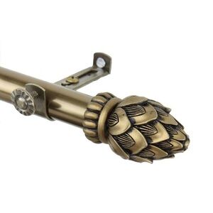 Curtain Rod 18 - 28 in. Telescoping Single Curtain Rod Antique Brass NEW